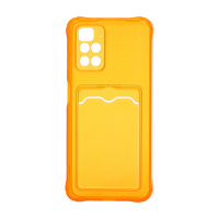 Чехол с кармашком для Xiaomi Redmi 10 прозрачный (009) оранжевый