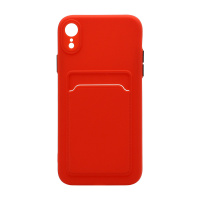 Чехол с кармашком и цветными кнопками для Apple iPhone XR (010) красный
