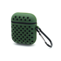 Чехол для наушников AirPods 2 силиконовый Sports зелено-черный