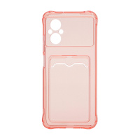 Чехол с кармашком для Xiaomi Poco M4 5G/M5 4G прозрачный (006) розовый