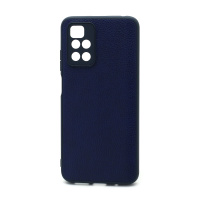 Чехол силиконовый с кожаной вставкой Leather Cover для Xiaomi Redmi 10 синий