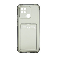 Чехол с кармашком для Xiaomi Redmi 10C прозрачный (002) черный