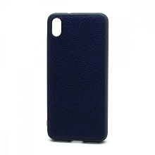 Чехол силиконовый с кожаной вставкой Leather Cover для Xiaomi Redmi 7A синий