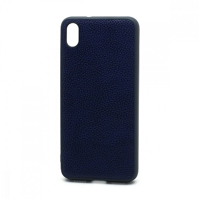 Чехол силиконовый с кожаной вставкой Leather Cover для Xiaomi Redmi 7A синий