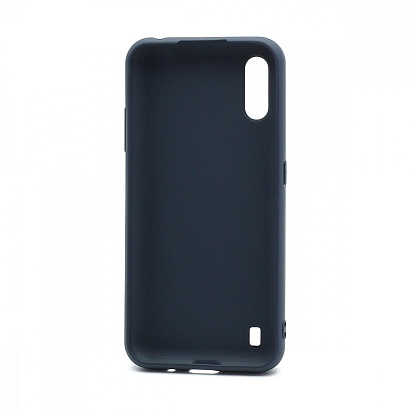 Чехол силиконовый с кожаной вставкой Leather Cover для Samsung Galaxy A01 синий