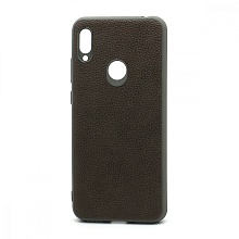 Чехол силиконовый с кожаной вставкой Leather Cover для Huawei Honor 8A/Y6 2019 серый
