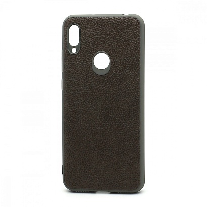 Чехол силиконовый с кожаной вставкой Leather Cover для Huawei Honor 8A/Y6 2019 серый