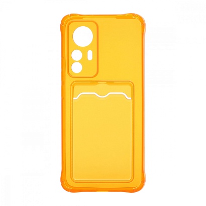 Чехол с кармашком для Xiaomi 12T прозрачный (009) оранжевый