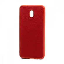 Чехол силиконовый с кожаной вставкой Leather Cover для Xiaomi Redmi 8A красный
