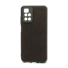 Чехол силиконовый с кожаной вставкой Leather Cover для Xiaomi Redmi 10 серый
