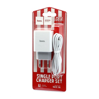СЗУ с выходом USB Hoco C81A (2.1A/кабель Micro USB) белое