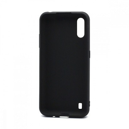 Чехол силиконовый с кожаной вставкой Leather Cover для Samsung Galaxy A01 черный