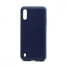 Чехол силиконовый с кожаной вставкой Leather Cover для Samsung Galaxy A01 синий