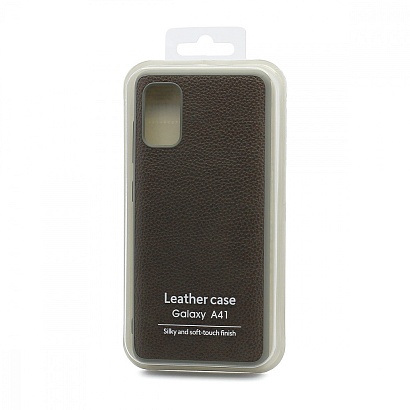Чехол силиконовый с кожаной вставкой Leather Cover для Samsung Galaxy A41 серый