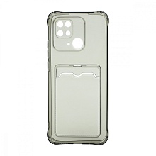 Чехол с кармашком для Xiaomi Redmi 10C прозрачный (002) черный