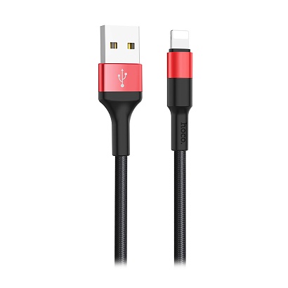 Кабель USB - Lightning HOCO X26 "Xpress" (2А, 100см) черно-красный