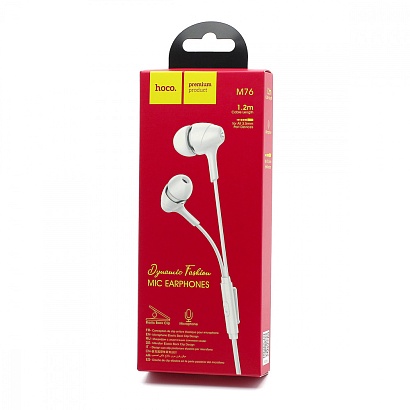Наушники с микрофоном HOCO M-76 (3.5 mm jack) белые