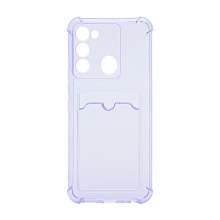 Чехол с кармашком противоударный для Tecno Spark 8C/9/Go 2022 прозрачный (008) сиреневый