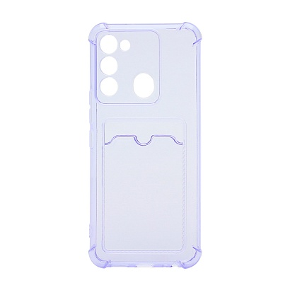 Чехол с кармашком противоударный для Tecno Spark 8C/9/Go 2022 прозрачный (008) сиреневый
