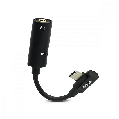 Переходник Type-C выход на Type-C/AUX (3.5 mm jack) HOCO LS19 черный