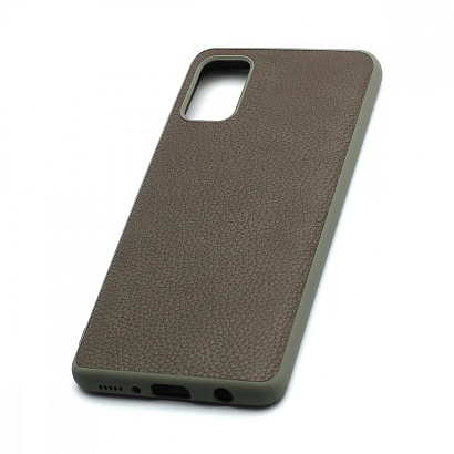 Чехол силиконовый с кожаной вставкой Leather Cover для Samsung Galaxy A41 серый