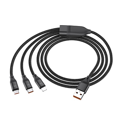 Кабель USB Multi 3в1 Lightning/micro/Type-C USB HOCO "Premium" U104 черный																