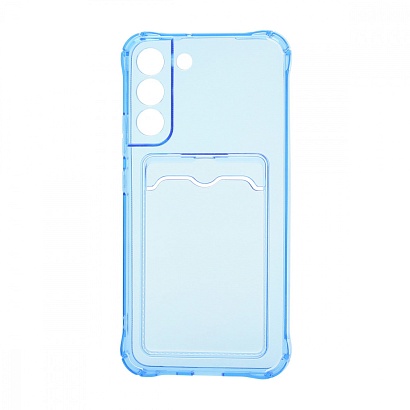 Чехол с кармашком для Samsung Galaxy S22 Plus прозрачный (003) голубой