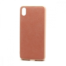 Чехол силиконовый с кожаной вставкой Leather Cover для Xiaomi Redmi 7A розовый
