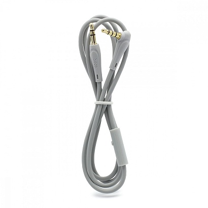 Кабель AUX (3,5 mm jack) HOCO UPA 15 (c микрофоном 100см) серый
