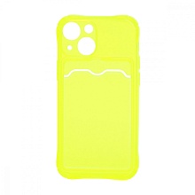 Чехол с кармашком для Apple iPhone 13 mini/5.4 прозрачный (008) салатовый