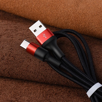 Кабель USB - Type-C HOCO X26 "Xpress" (2А, 100см) черно-красный
