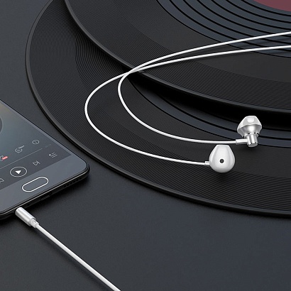 Наушники с микрофоном HOCO M-75 (3.5 mm jack) серебристые