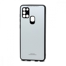 Чехол со стеклянной вставкой без лого для Samsung Galaxy A21S белый