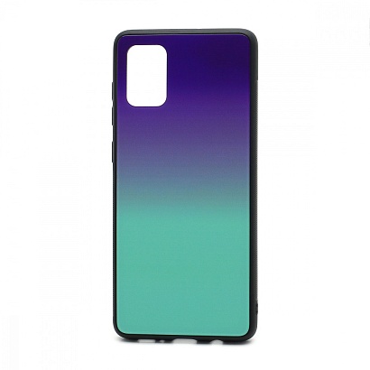 Чехол со стеклянной вставкой Gradient для Samsung Galaxy A71 (004) сине-голубой