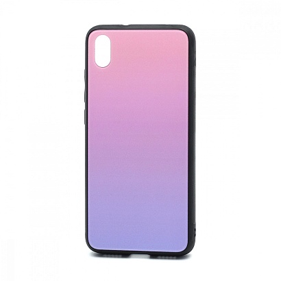 Чехол со стеклянной вставкой Gradient для Xiaomi Redmi 7A (002) розово-голубой