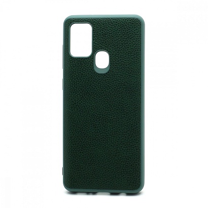 Чехол силиконовый с кожаной вставкой Leather Cover для Samsung Galaxy A21S зеленый