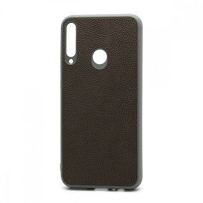 Чехол силиконовый с кожаной вставкой Leather Cover для Huawei Honor 9C/P40 Lite E серый