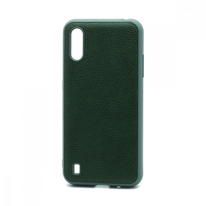 Чехол силиконовый с кожаной вставкой Leather Cover для Samsung Galaxy M01 зеленый