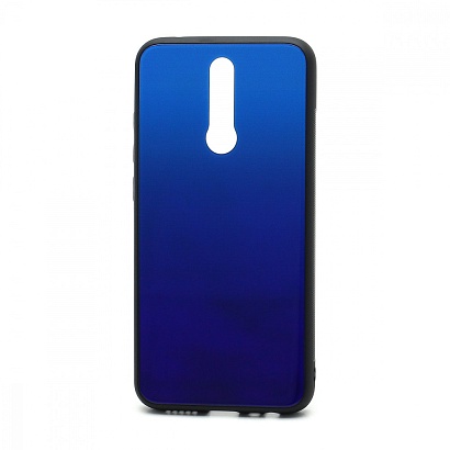 Чехол со стеклянной вставкой Gradient для Xiaomi Redmi 8 (007) синий