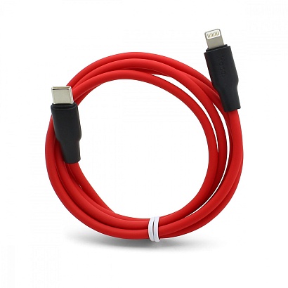 Кабель Type-C - Lightning HOCO X21 "Plus Silicone" PD 20W (3А, 100см) красно-черный