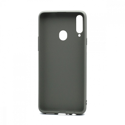 Чехол силиконовый с кожаной вставкой Leather Cover для Samsung Galaxy A20S серый