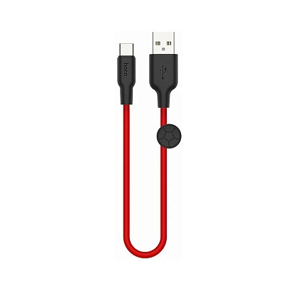 Кабель USB - Type-C HOCO X21 "Plus Silicone" (3А, 25см) черно-красный