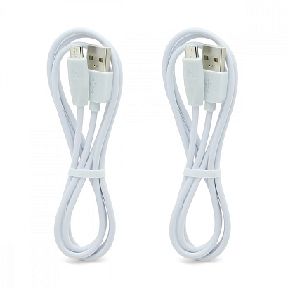 Кабель USB - Micro USB HOCO X1 "Rapid" (2.4А, 100см, 2 кабеля) белый