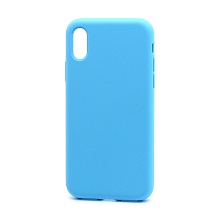 Чехол Silicone Case без лого для Apple iPhone X/XS (полная защита) (016) голубой