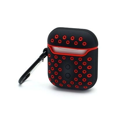 Чехол для наушников AirPods 2 силиконовый Sports черно-красный