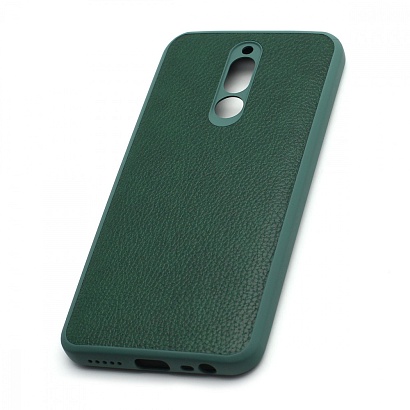 Чехол силиконовый с кожаной вставкой Leather Cover для Xiaomi Redmi 8 зеленый