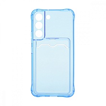 Чехол с кармашком для Samsung Galaxy S22 прозрачный (003) голубой