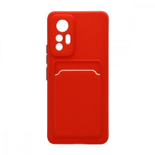 Чехол с кармашком и цветными кнопками для Xiaomi 12 Lite (010) красный
