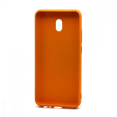 Чехол силиконовый с кожаной вставкой Leather Cover для Xiaomi Redmi 8A оранжевый