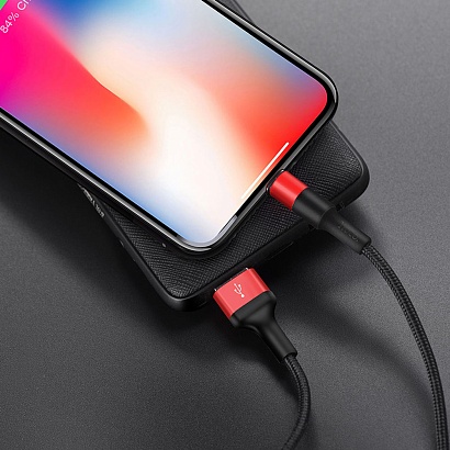Кабель USB - Lightning HOCO X26 "Xpress" (2А, 100см) черно-красный